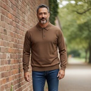 Paul Fredrick Classic Brown Men’s Sweater. Cashmere and Silk Blend. Size L